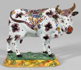 Delfter Fayencefigur einer Kuh