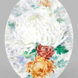 Kleines Porzellanbild mit Chrysanthemenmalerei von - photo 1