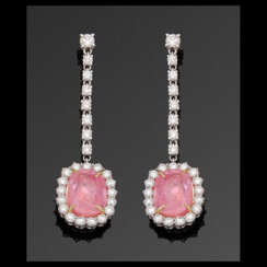 Paar elegante Ohrgehänge mit Natural Pink-Saphiren