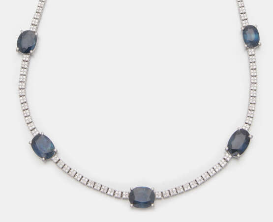 Brillant-Rivière-Collier mit Saphiren - Foto 1