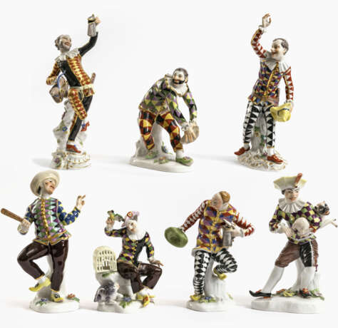 Sieben Figuren aus der Commedia dell'Arte - Meissen, meist nach Modell von J. J. Kändler - фото 1