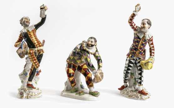 Sieben Figuren aus der Commedia dell'Arte - Meissen, meist nach Modell von J. J. Kändler - Foto 2