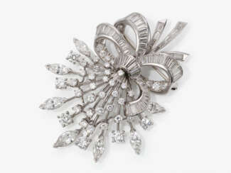 Brosche in Form eines stilisierten Blumenstraußes besetzt mit Diamanten - Wohl Schweiz, 1960er Jahre