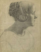 Wilhelm von Kaulbach - Bildnis einer jungen Frau Brustbild im Profil nach rechts.