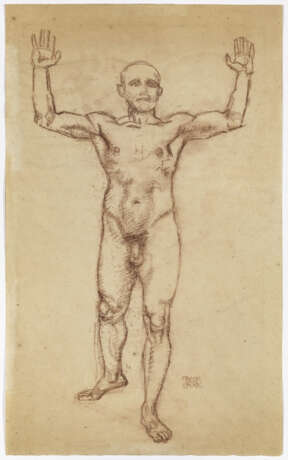 Franz von Stuck - Studie eines stehenden Mannes mit erhobenen Armen (Entwurf zum "Engel des Gerichts") - Foto 1