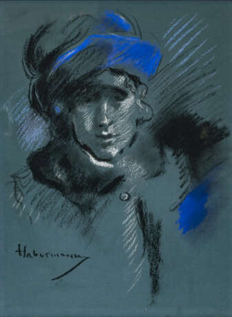 Hugo von Habermann - Dame mit blauem Hut - фото 1