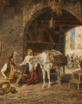 Franz Quaglio - Italienisches Bauernpaar im Stall