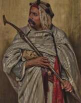Otto Pilny - Beduine Dreiviertelfigur frontal, den Kopf nach links gewandt.
