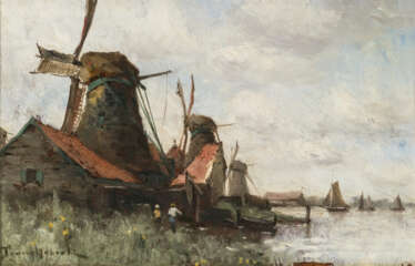 Paul Désiré Trouillebert - Holländische Landschaft mit Mühle