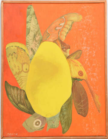 FELIX LEWIN, "Abstrakte Komposition in gelb und orange" Öl auf Leinwand, 1965, gerahmt. - photo 1