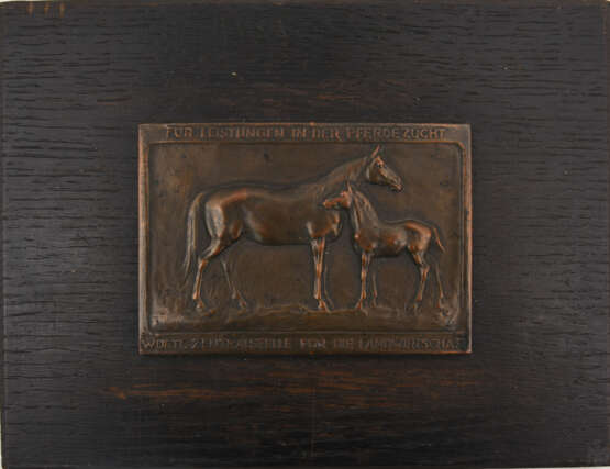 F. DILLER Relief mit Pferden, Bronze. - photo 1