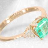 Feiner Smaragd/Diamant-Goldschmiedering, ca. 1,34ct - Foto 3