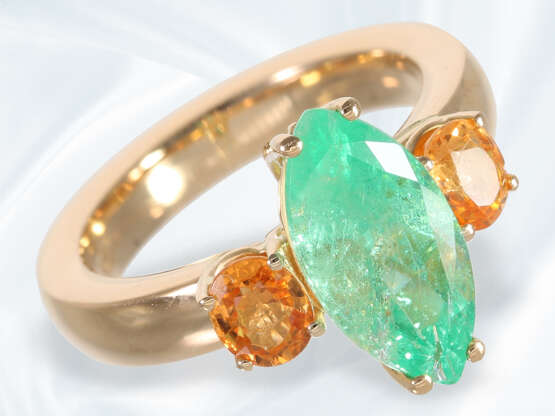 Neuwertiger handgefertigter Ring mit Smaragd von ca. 2ct, Manufaktur Schupp aus Pforzheim - Foto 4