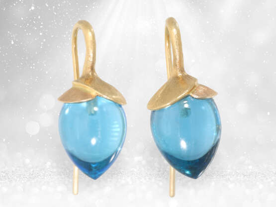 Ausgefallene goldene Designer-Topas-Ohrringe aus dem Hause Ole Lynggaard, Modell "Lotus Drop" - фото 1