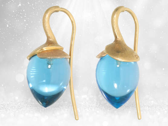 Ausgefallene goldene Designer-Topas-Ohrringe aus dem Hause Ole Lynggaard, Modell "Lotus Drop" - фото 3