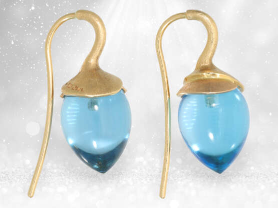 Ausgefallene goldene Designer-Topas-Ohrringe aus dem Hause Ole Lynggaard, Modell "Lotus Drop" - фото 4