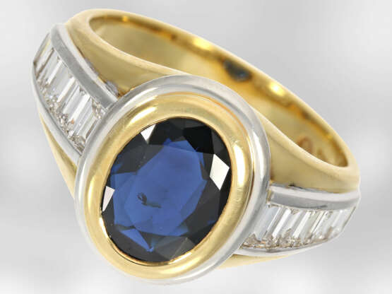 Ring: neuwertiger klassischer Saphirring mit Diamanten, insgesamt ca. 3,48ct, Hofjuwelier Roesner - Foto 1