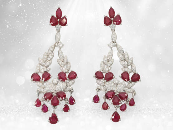 Ohrringe: luxuriöse und sehr prunkvolle Rubin-/Diamantohrringe, 10,75ct, neuwertig - фото 1