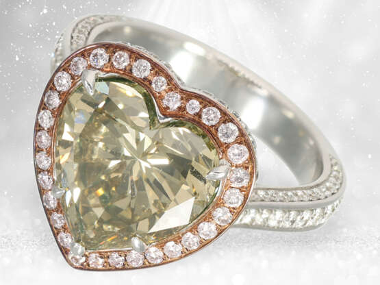 Ring: moderner Fancy-Diamantring mit extrem seltenen grünlichen Diamanten von 5,5ct, GIA - фото 2