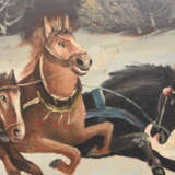 UNBEKANNTER KÜNSTLER, Winterjagd auf Pferdeschlitten, Öl auf Leinwand, 20 Jahrhundert - фото 3