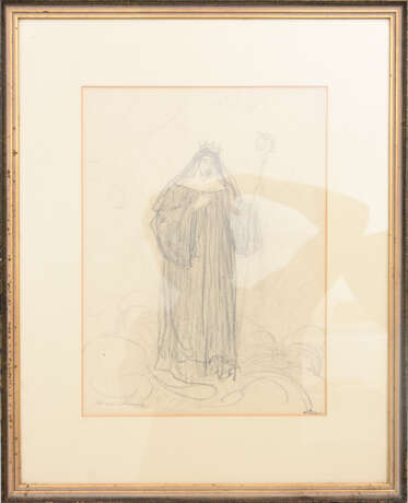 JOSEPH WOPFNER, "Die Äbtissin von Frauenwörth", Bleistift auf Papier, unten rechts signiert, Mitte/Ende 19. - фото 1