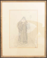 JOSEPH WOPFNER, "Die Äbtissin von Frauenwörth", Bleistift auf Papier, unten rechts signiert, Mitte/Ende 19.
