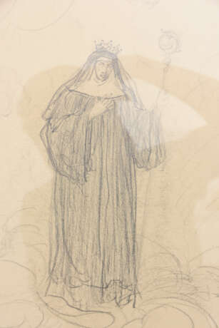 JOSEPH WOPFNER, "Die Äbtissin von Frauenwörth", Bleistift auf Papier, unten rechts signiert, Mitte/Ende 19. - Foto 2