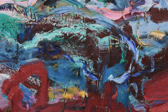 WALDEMAR KUFNER, "Abstrakte Acrylmalerei in rot, grün und blau", Acryl auf Leinwand, 1991. - Foto 2