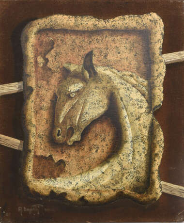 ALBERTO DE PIETRI, "Das braune Pferd", Mischtechnik auf Leinwand, unten links signiert mit " A. Depietri 48VM", 1948. - Foto 1