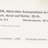 K.WERNER, Abstrakte Komposition in Grün und Braun, Acryl auf Bütte, 20. Jahrhundert - Foto 3