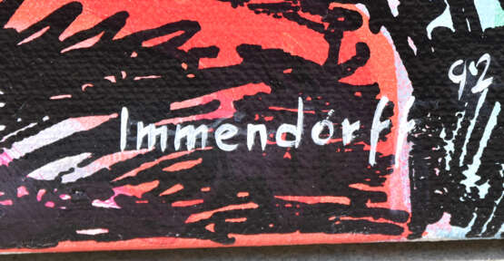 CAFÉ DE FLORE, Linolschnitt und Acryl auf Leinwand, 1991. Signiert mit Immendorff, signiert und datiert - photo 7