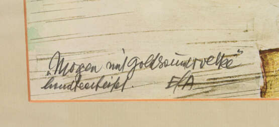 FRED STELZIG, Morgen mit Goldsaumwolke, Acryl, Aquarell, teilchenvergoldet, 1976. - photo 3