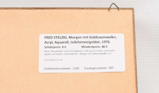 FRED STELZIG, Morgen mit Goldsaumwolke, Acryl, Aquarell, teilchenvergoldet, 1976. - photo 4