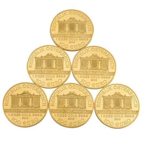 6 x Österreich/GOLD - 100€ 2010, Wiener Philharmoniker, - фото 1