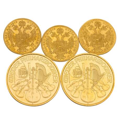 5-teiliges österreichisches Anlagegoldkonvolut - - фото 2