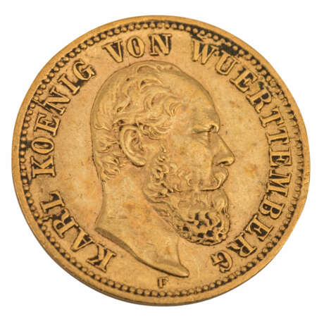 Württemberg/GOLD - 5 Mark 1877 F König Karl, - Foto 1