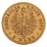Württemberg/GOLD - 5 Mark 1877 F König Karl, - Foto 2