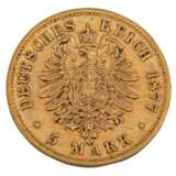 Württemberg/GOLD - 5 Mark 1877 F König Karl, - фото 2