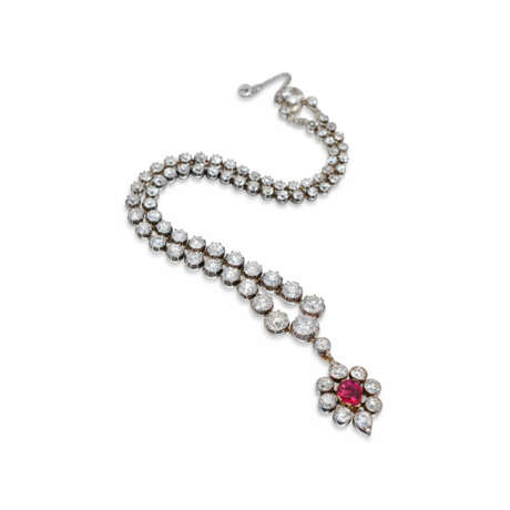 VICTORIAN DIAMOND AND RUBY RIVIÈRE NECKLACE AND PENDANT - photo 3