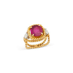 SCHLUMBERGER FOR TIFFANY & CO RUBY AND DIAMOND 'ROPE' RING