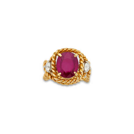 SCHLUMBERGER FOR TIFFANY & CO RUBY AND DIAMOND 'ROPE' RING - Foto 2