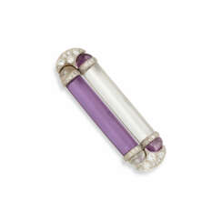 ART DECO ROCK CRYSTAL, AMETHYST AND DIAMOND BROOCH, ATTRIBUTED TO CHAUMET