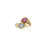 CARTIER AQUAMARINE AND PINK SAPPHIRE TOI ET MOI RING - photo 2