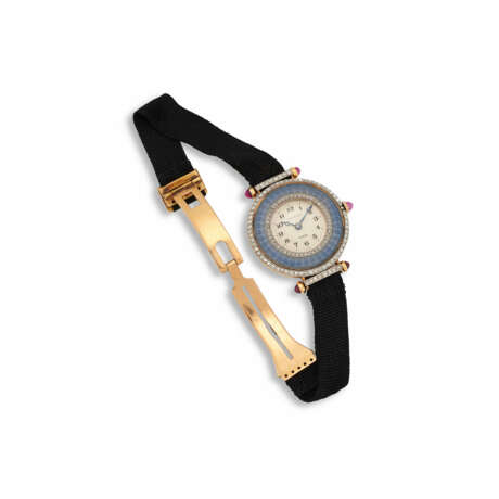 CARTIER EARLY 20TH CENTURY ENAMEL AND DIAMOND COCKTAIL WATCH - фото 2