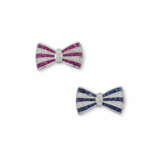 NO RESERVE | SAPPHIRE, RUBY AND DIAMOND BOW BROOCHES - photo 1