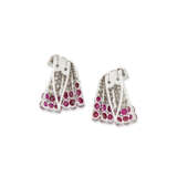 ART DECO RUBY AND DIAMOND CLIP BROOCHES - photo 3