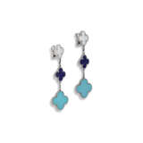 VAN CLEEF & ARPELS MOTHER OF PEARL, LAPIS LAZULI AND TURQUOISE 'ALHAMBRA' EARRINGS - photo 2