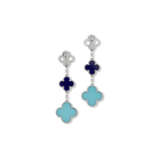 VAN CLEEF & ARPELS MOTHER OF PEARL, LAPIS LAZULI AND TURQUOISE 'ALHAMBRA' EARRINGS - фото 3