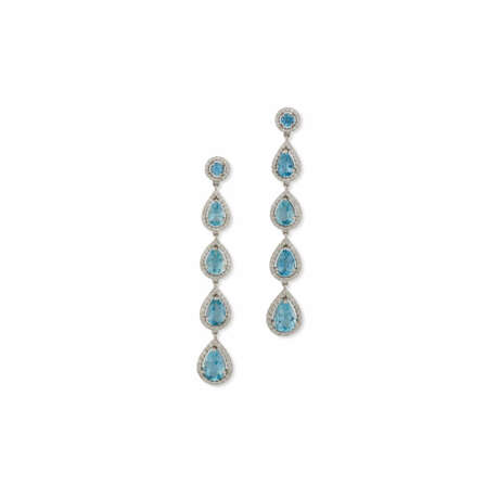 AQUAMARINE AND DIAMOND EARRINGS - фото 1