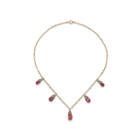 NO RESERVE | ANTIQUE GARNET, DIAMOND AND SEED PEARL NECKLACE - фото 1